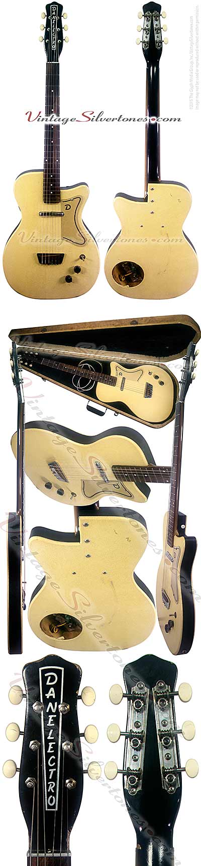 Danelectro U1 - single pickup ivory leatherette electric guitar 1956