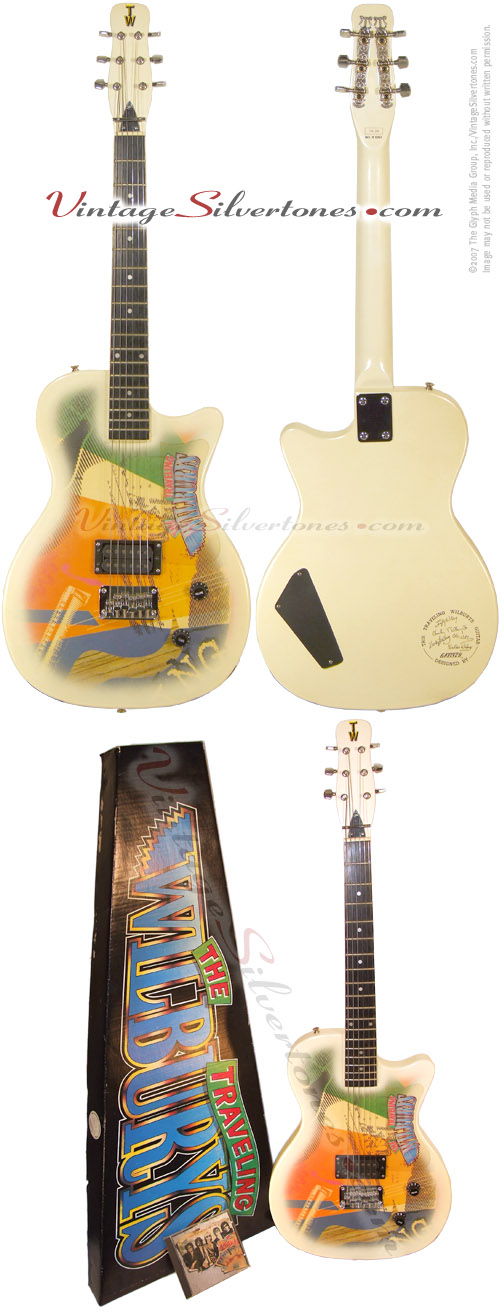 Gretsch Traveling Wilburys TW-200 electric guitar, 1 pu, white sparkle, circa 1988 - original box and CD