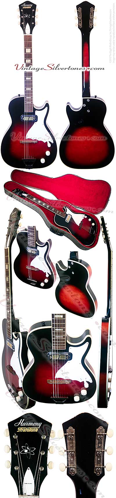 Harmony H47 - Stratotone - one pickup, redburst, hollow body electric guitar made in Chicago IL USA circa 1961