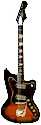 Harmony H19 silhouette electric guitar, cherry redburst, 2 DeArmond pickups, type H vibrato tail piece chicago 1965