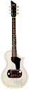 Supro 60 Ozark, white finish with perimeter stripe and 60 logo, one single coil metal covered pickup, single cutaway, National, Valco, 1958 