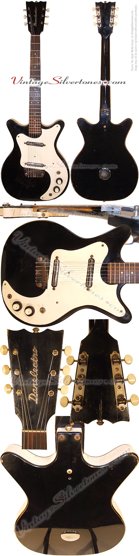 Danelectro Hand Vibrato 4021, semi-hollow body, electric guitar with 2 pickups in black circa 1964