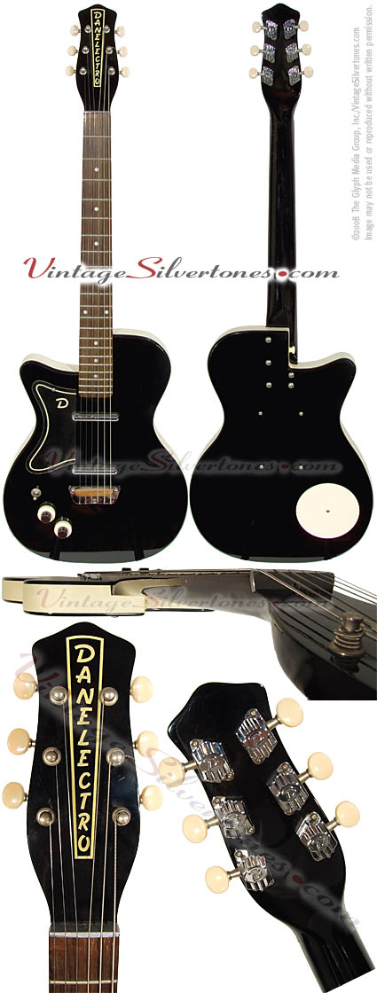 Danelectro 56-U2, semi-hollow body, electric guitar with 2 pickups, black reissued circa 2000