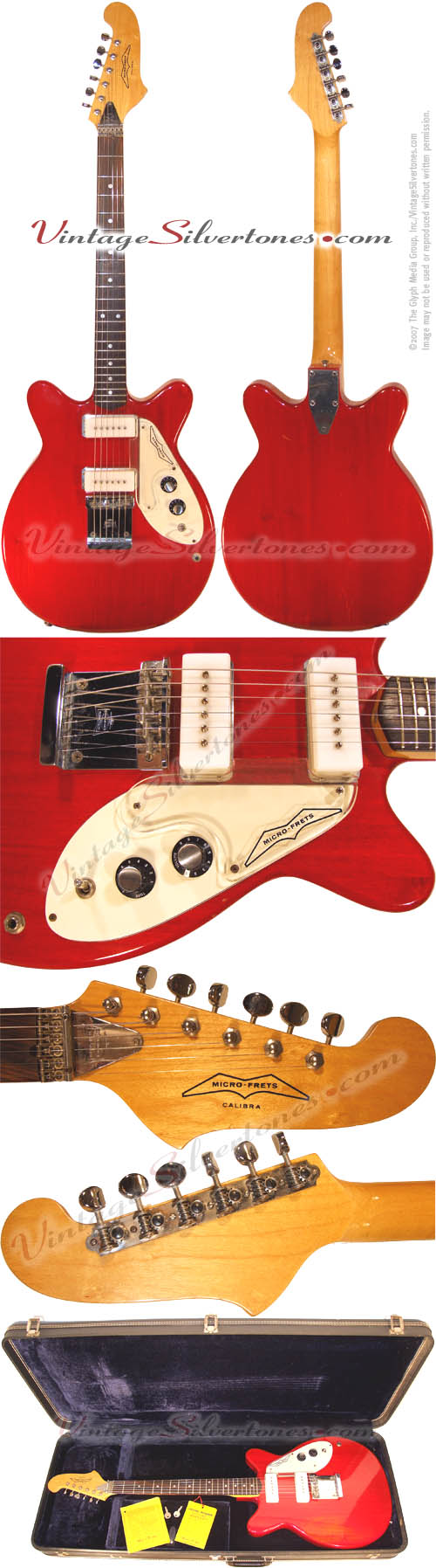 MicroFrets Calibra 2 pickup transred semihollow body electric guitar with original case