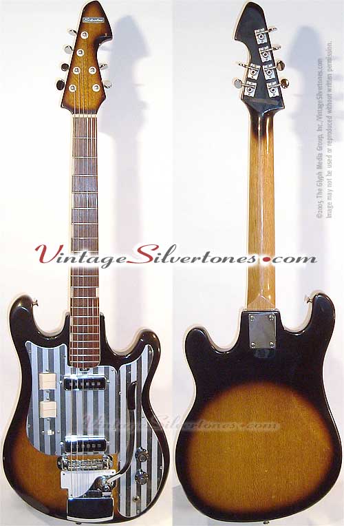 Silvertone-Teisco model #WG-2L, solid body, electric guitar with 2 pickups-brown burst