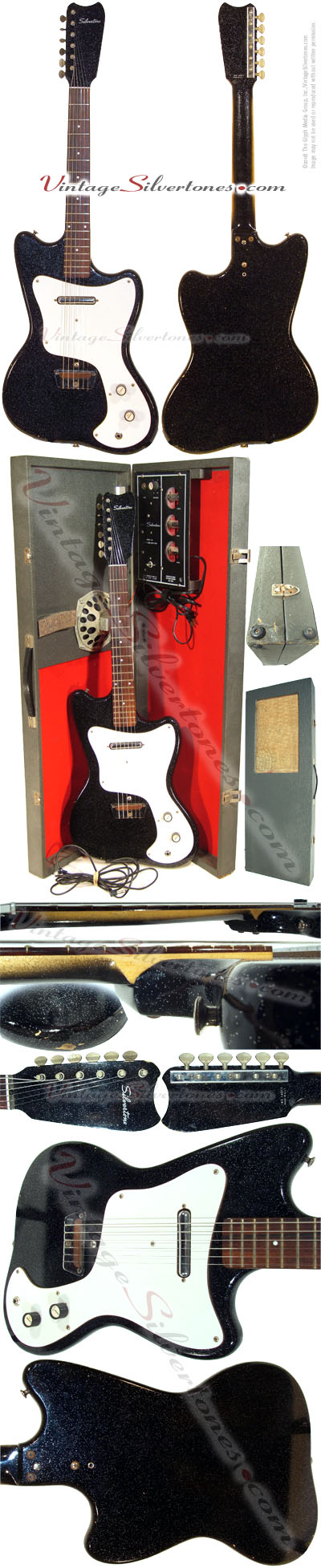 Silvertone 1451-Danelectro-made 1 pickup, electric guitar amp in case, 1966, black