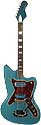 Silvertone 14788- Harmony-made solid body, 2 pickup, blue electric guitar in sunburst with blue prickups made cirac 1967, made in Chicago IL USA