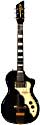 Silvertone Artist electric guitar with one single coil pickup in black with all gold hardware and original case made by Supro in 1958  Chicago IL