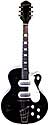 Silvertone Espanada H63 made by Harmony in Chicago, double single coil pickup, hollowbody, electric guitar, black finish harmometal binding, arched body, made in 1956