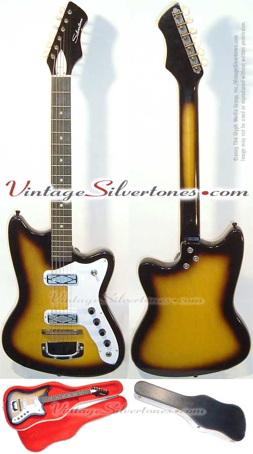 Silvertone-Harmony #1477L Silhouette - 2 pickup tobaccoburst finish  solidbody electric guitar 1964