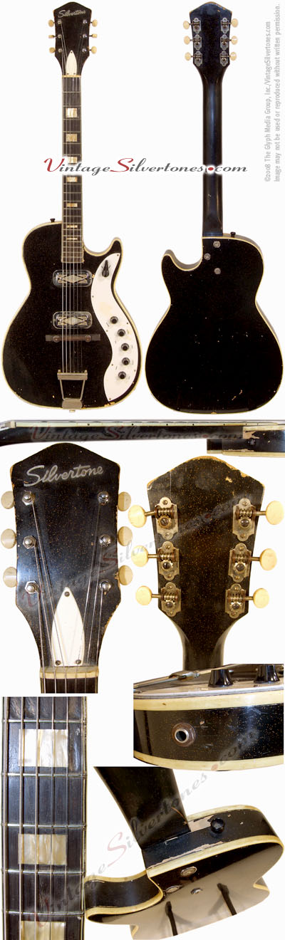 Silvertone 1423 - Harmony Jupiter 2 DeArmond pickups, black sparkle finish, made in Chicago circa 1962