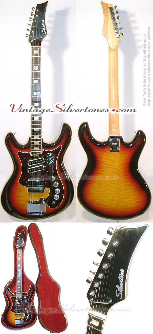 Silvertone-Teisco 1445L Mosrite solid body 3 pickup electric guitar