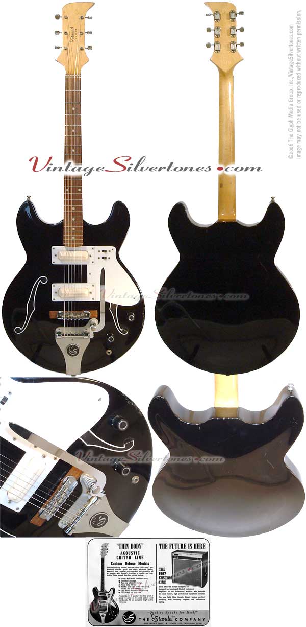 Standel Custom 202 hollow body electric guitar - 2 pickups black finish