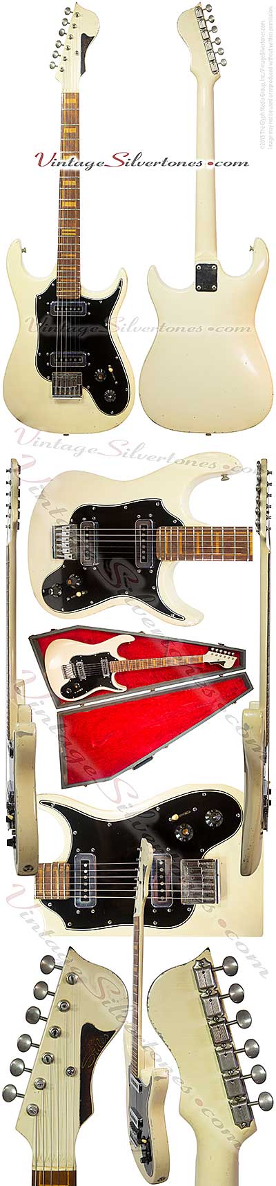 Stiles - solid body electric guitar, double cutaway, white finish,  2 pu, circa 1967