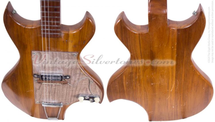 Custom-made electric guitar one pickup, mahogany - body angled front-back