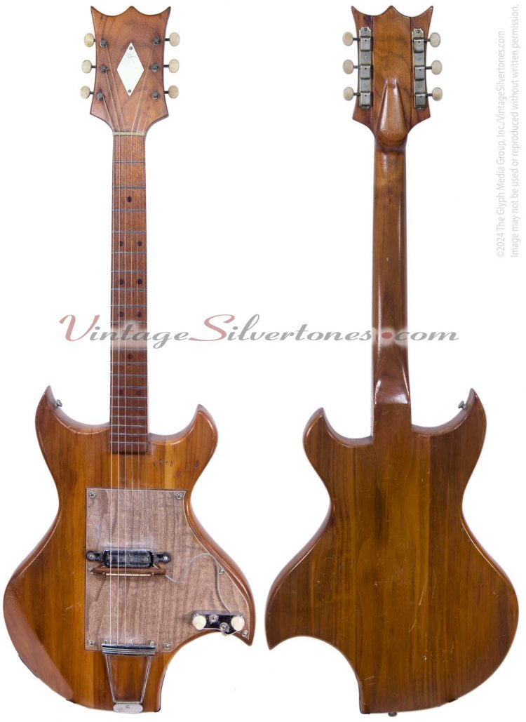 Custom-made electric guitar one pickup, mahogany - front-back